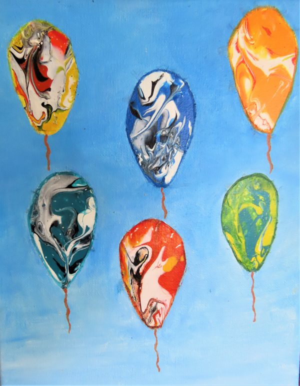 Floating Colourful Balloons Painting